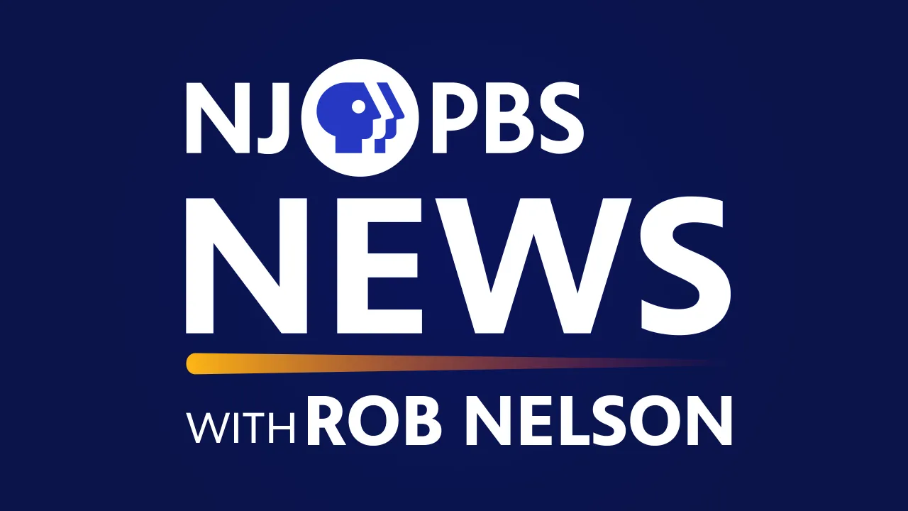 NJ PBS News logo in white text on a navy blue background.